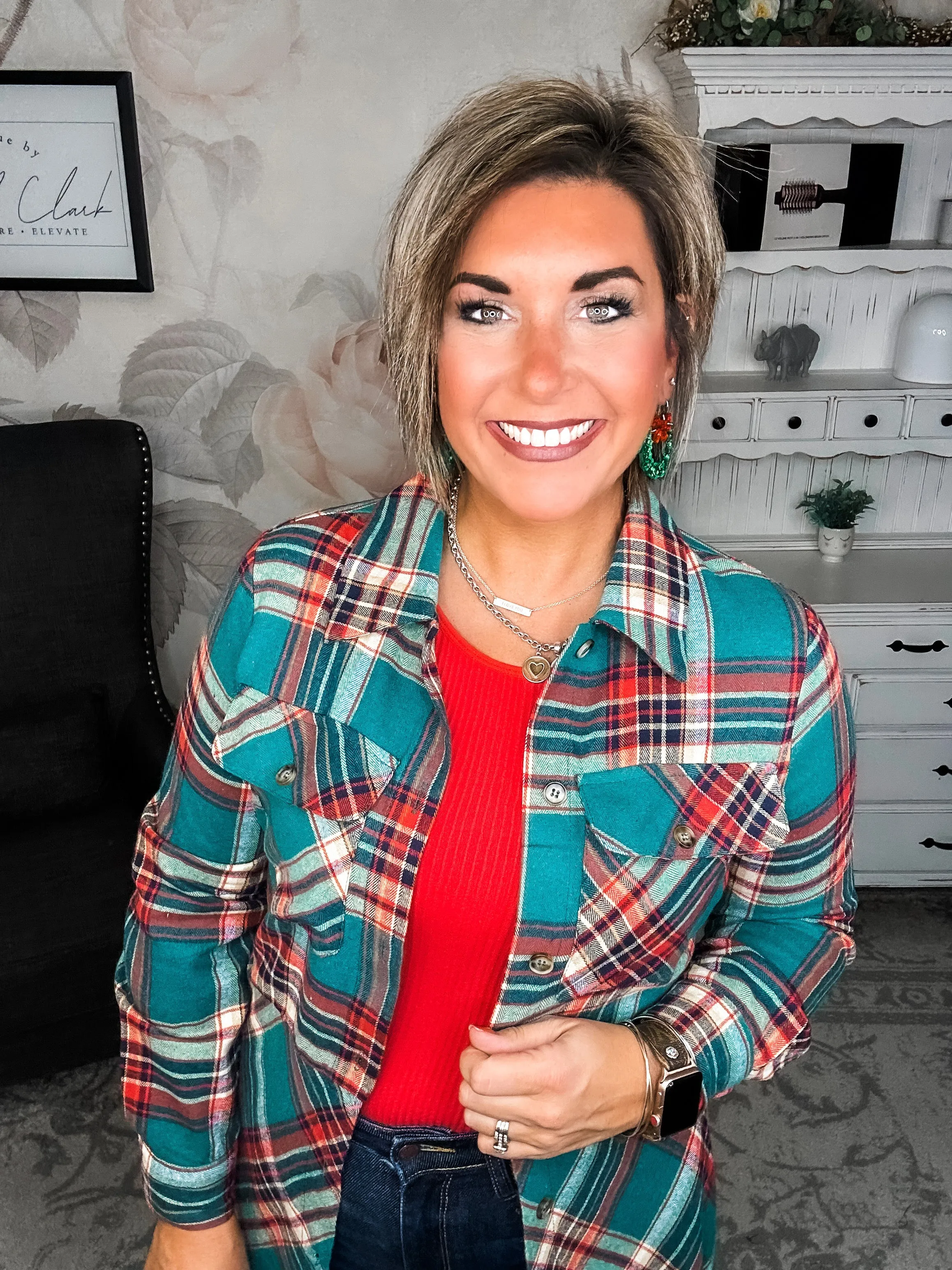 Moving on Up Button Down Dress - Green