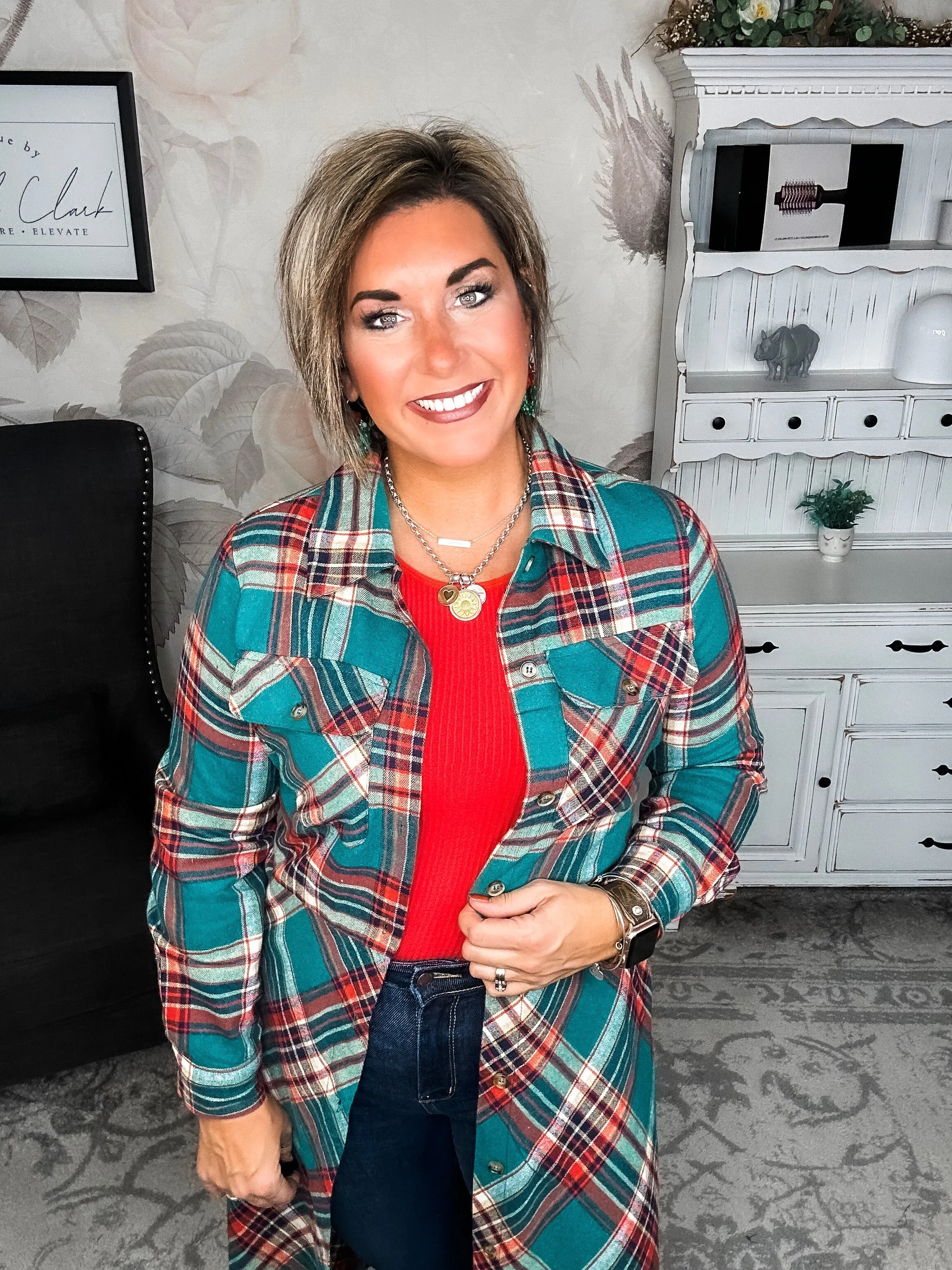 Moving on Up Button Down Dress - Green