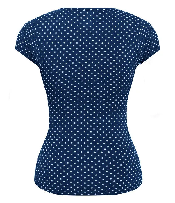 Navy Bombshell Polka Dot Top