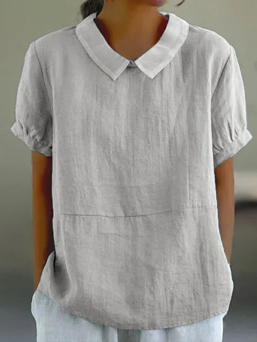 Nyssa™ -  Elegant Linen Solid Lapel Neck Shirt
