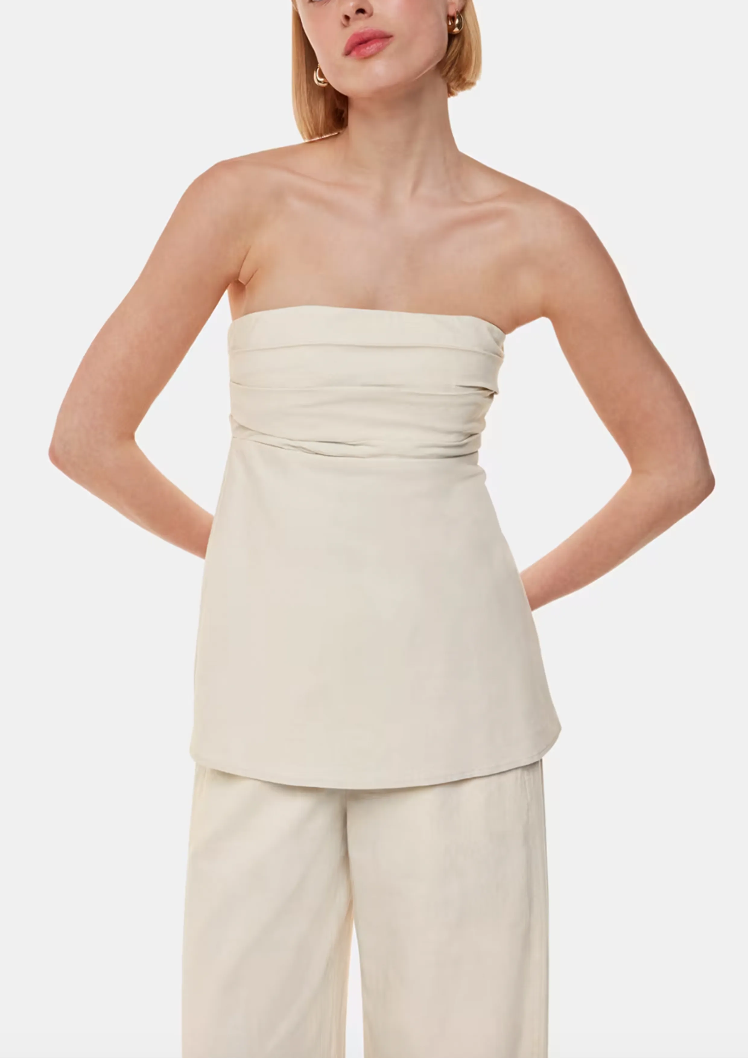 Oatmeal Lula Linen Blend Bandeau Top