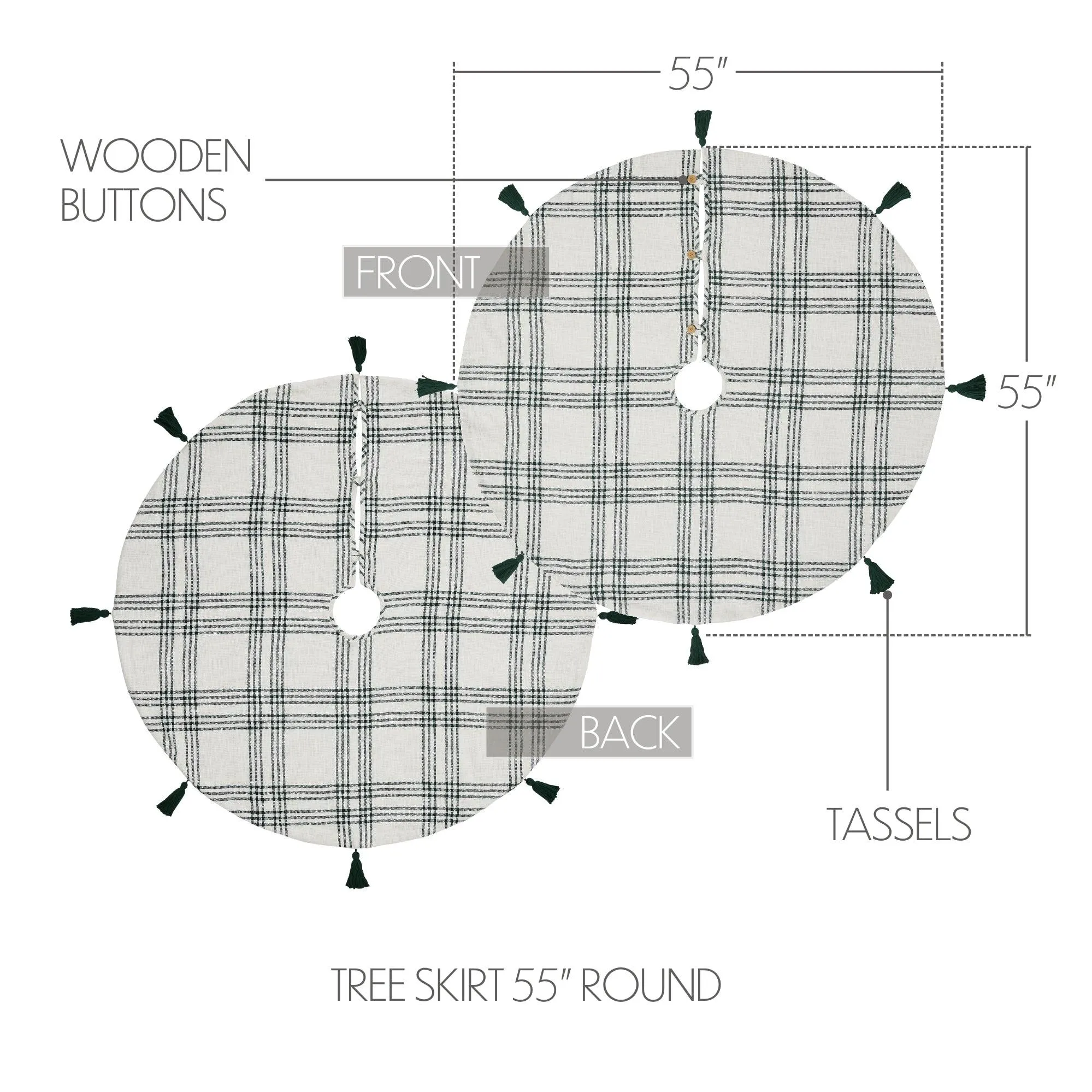 Pine Grove Plaid Christmas Tree Skirt 55 VHC Brands