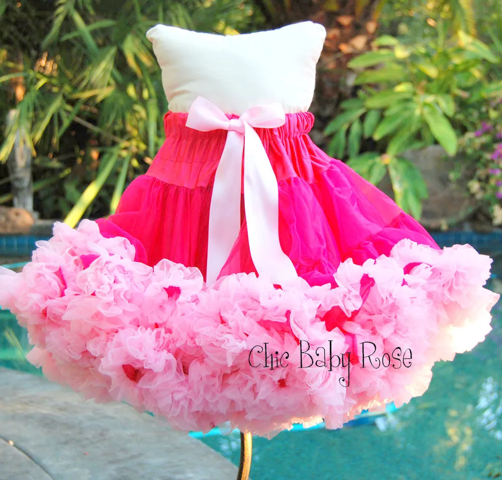 Raspberry & Light Pink Pettiskirt 9 & 13" Length