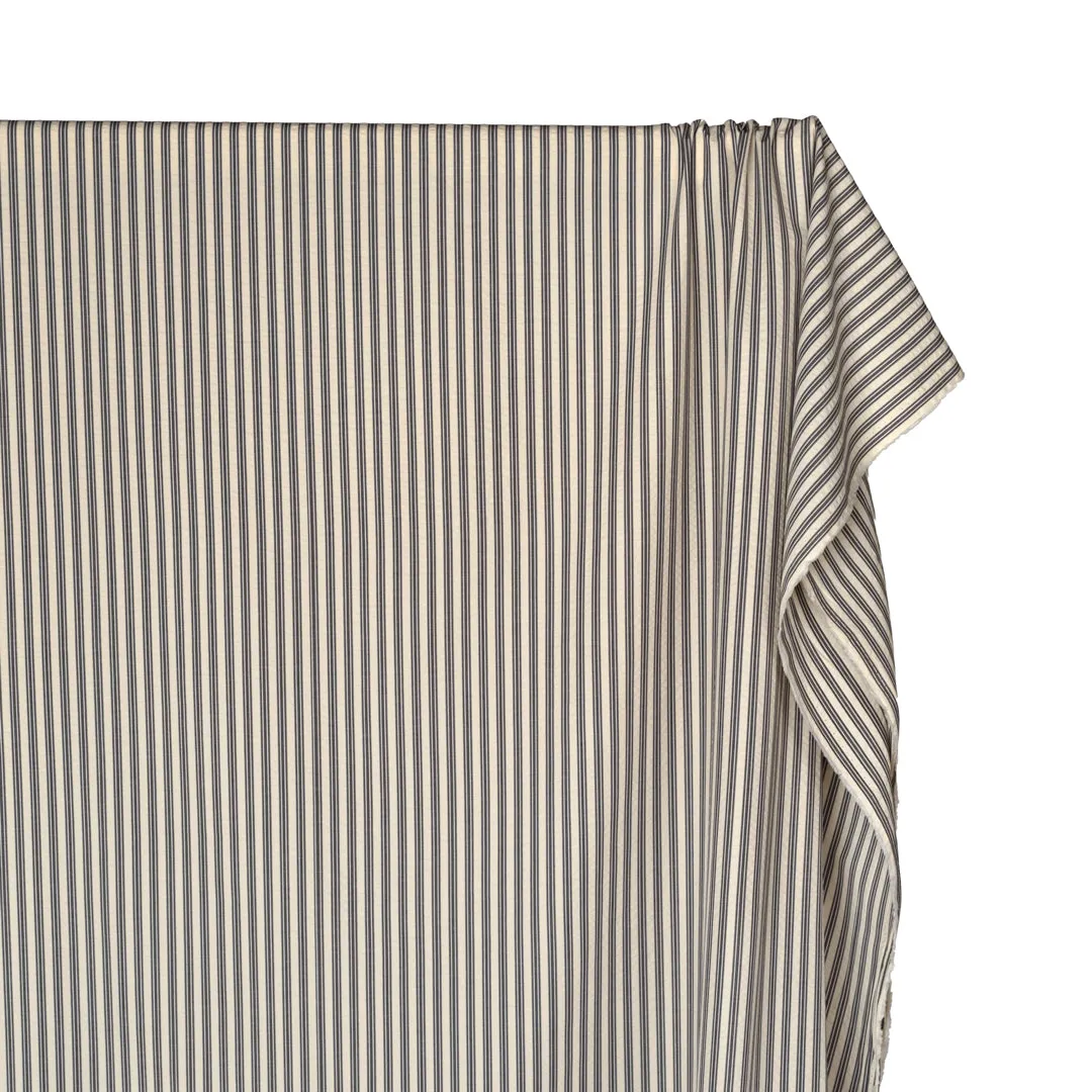 Remnant - 1.4m - Medley Stripe Poly Cotton Seersucker - Stone