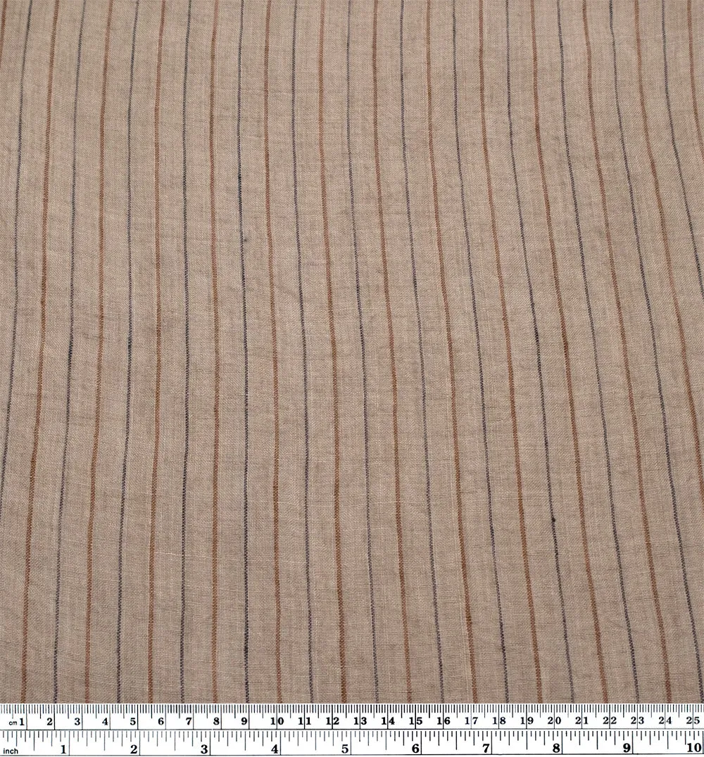 Remnant - 1m - Striped Stonewashed Linen - Pebble