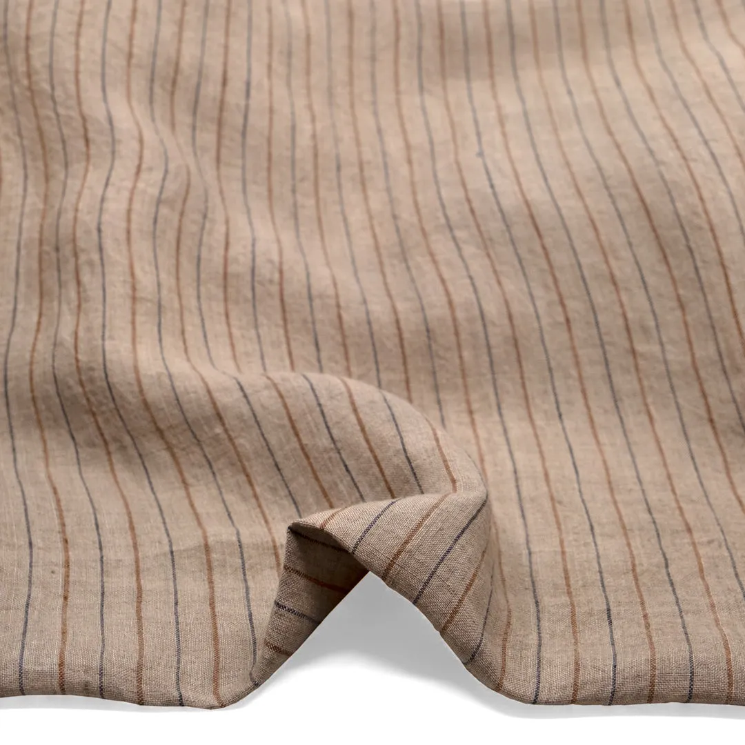 Remnant - 1m - Striped Stonewashed Linen - Pebble