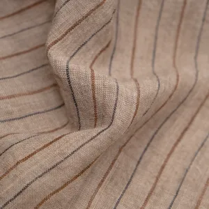 Remnant - 1m - Striped Stonewashed Linen - Pebble
