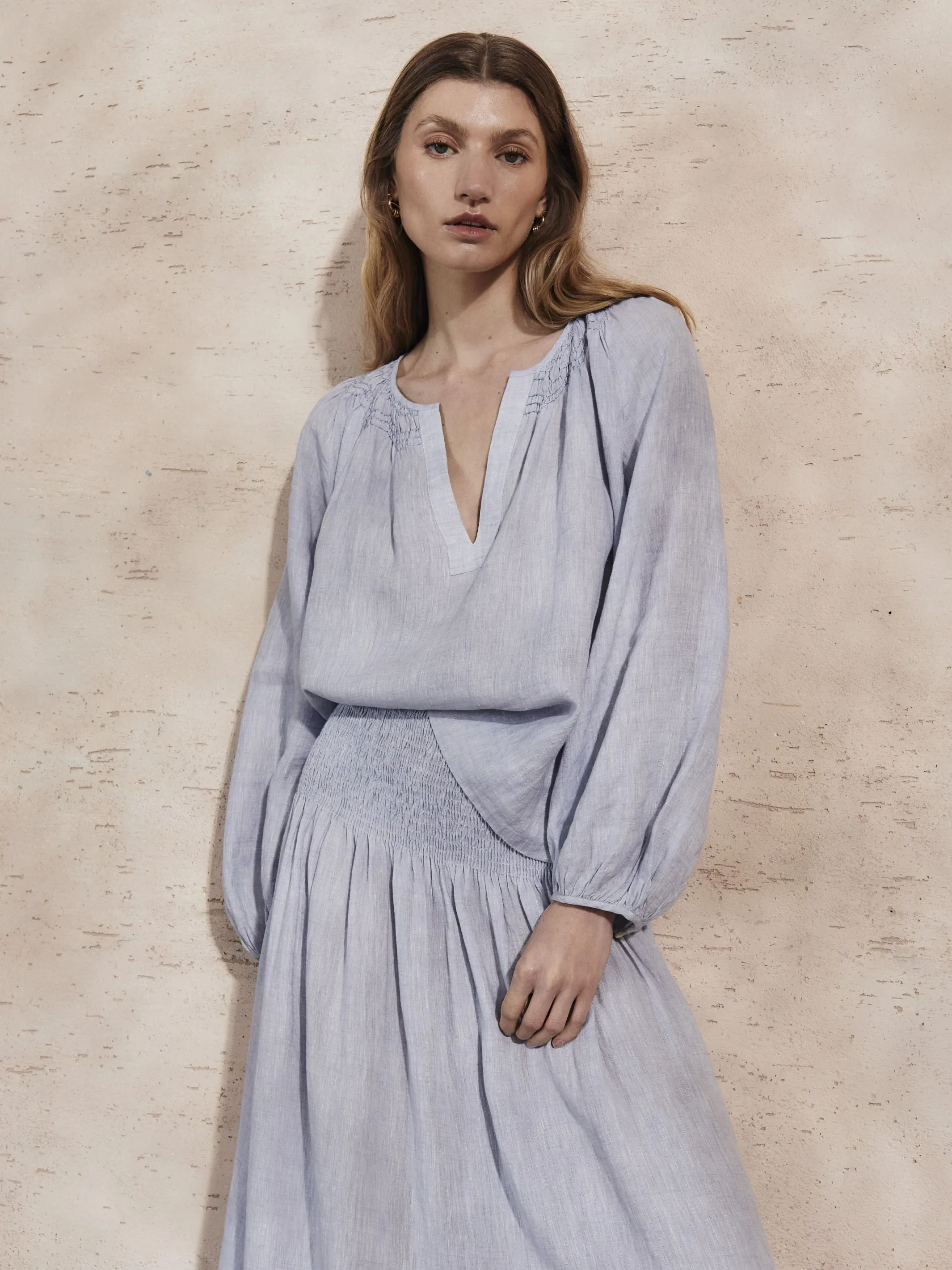 Sky Linen Blouse