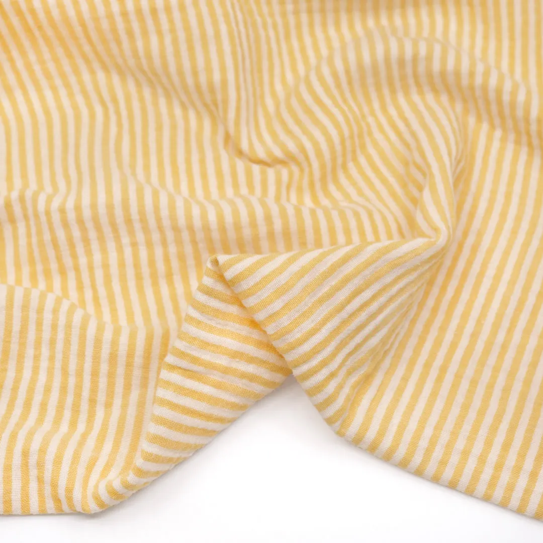 Striped Organic Cotton Double Gauze - Buttercup