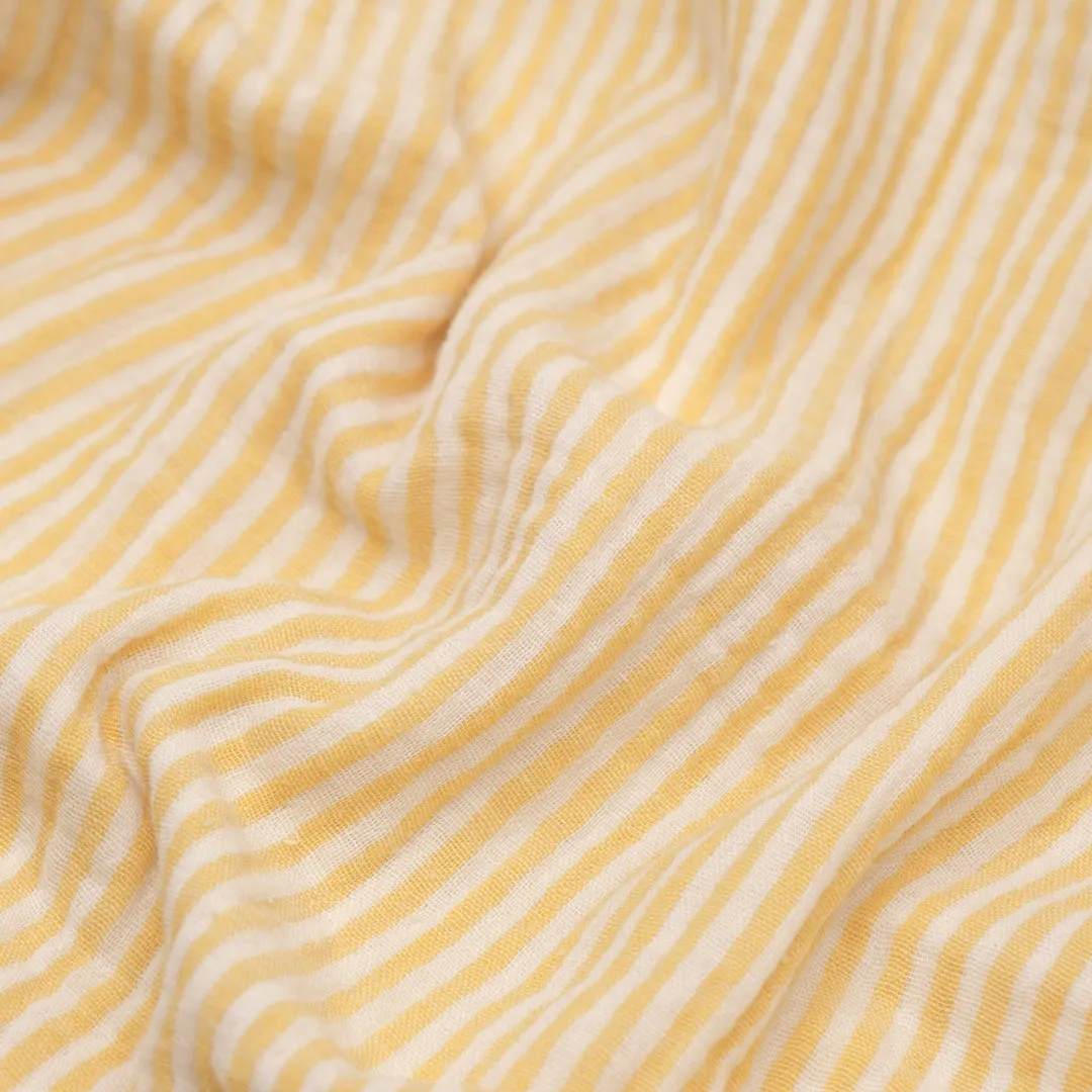 Striped Organic Cotton Double Gauze - Buttercup