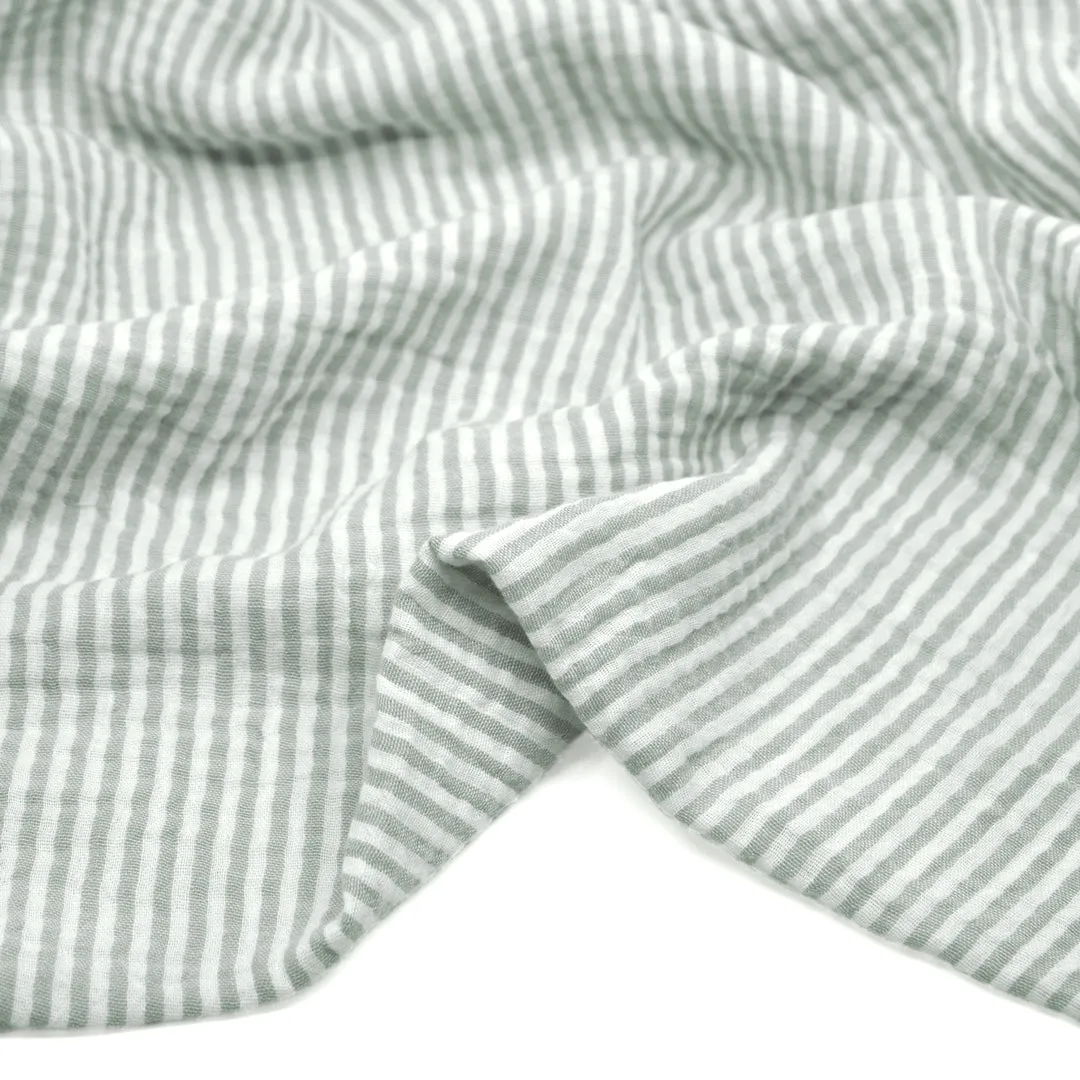 Striped Organic Cotton Double Gauze - Frost