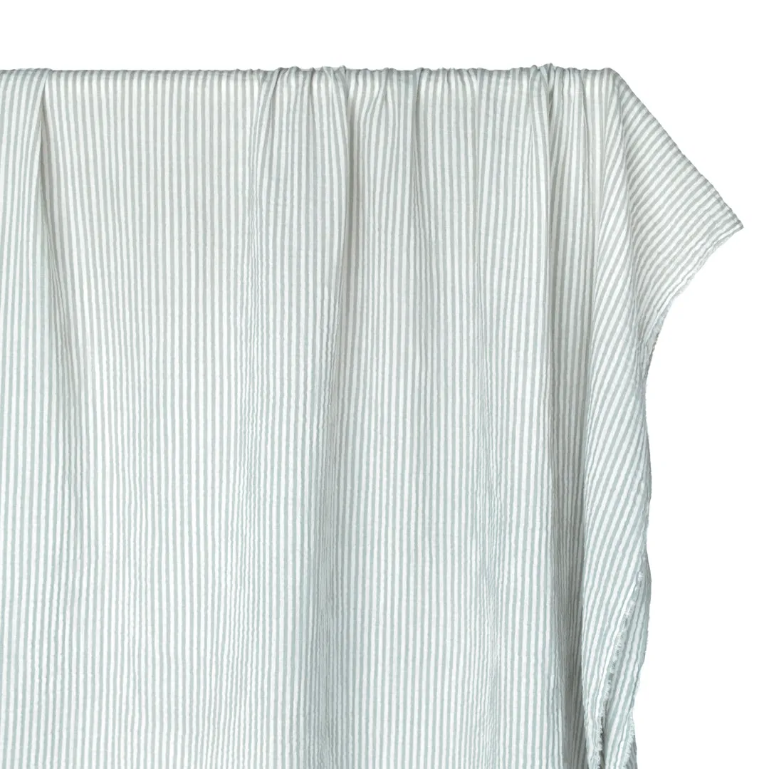 Striped Organic Cotton Double Gauze - Frost