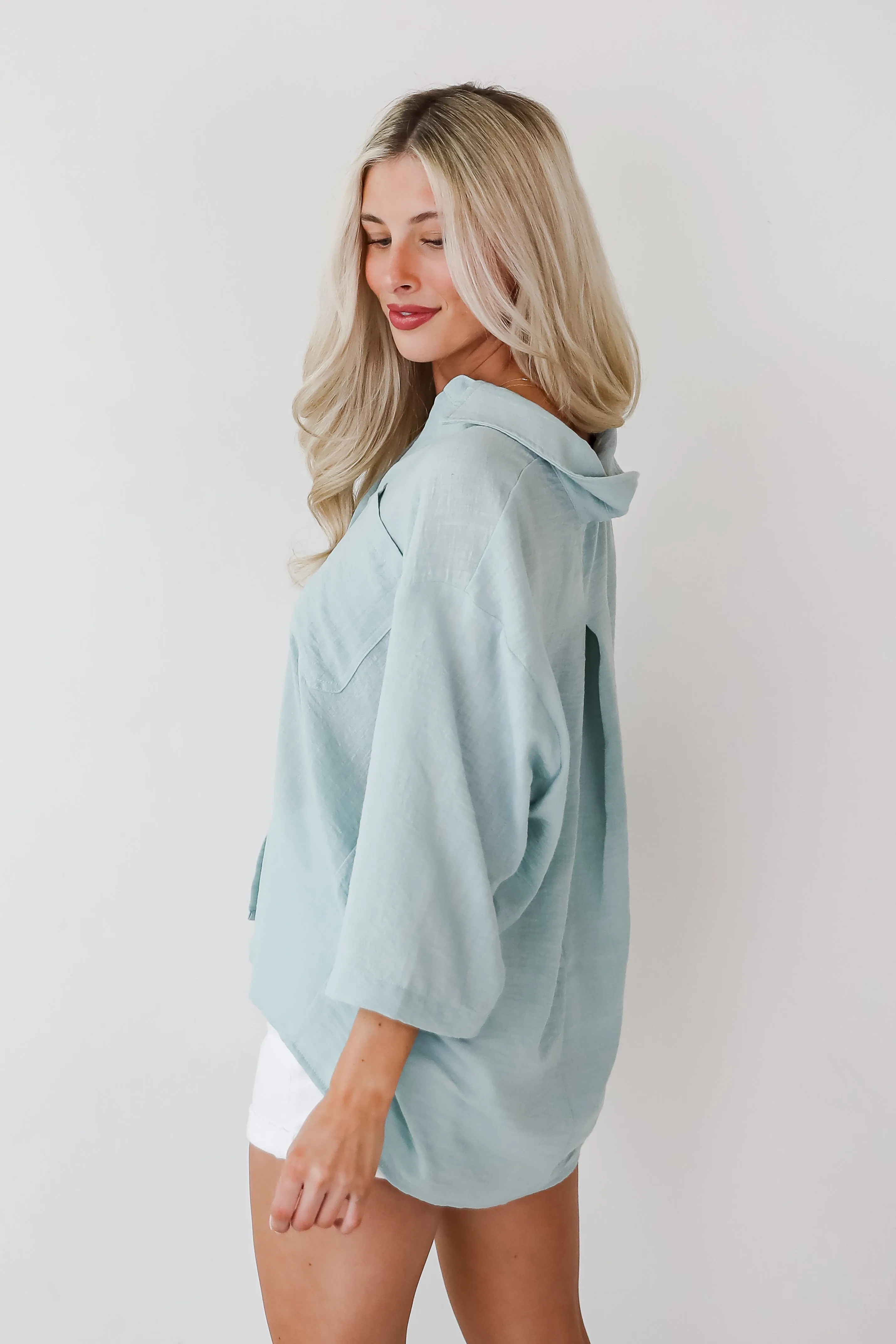 Sunny Mentality Sage Blouse - DU DEAL