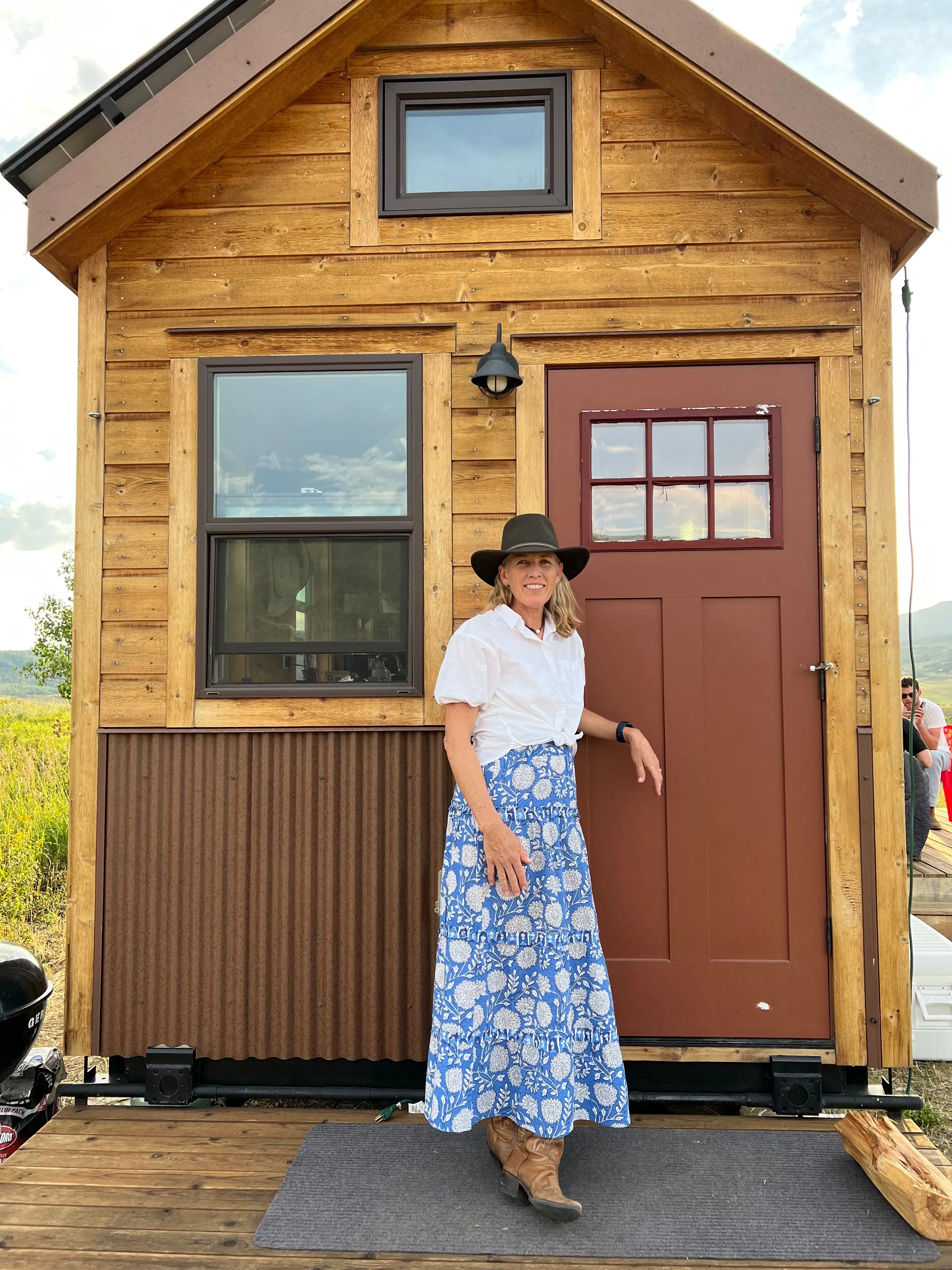 The Kara Long Length Hand Block Printed Skirt in Blue and White