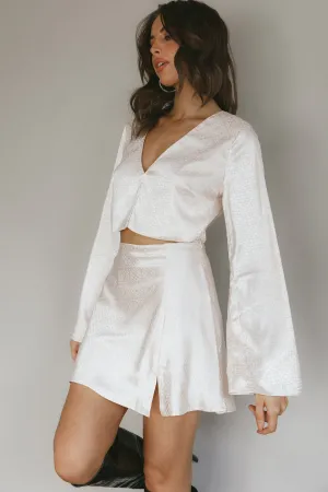 Winona Satin Jacquard Mini Skirt Cream
