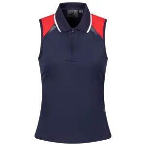 Womens America Colorblocked SL Polo Navy/Red - SS23