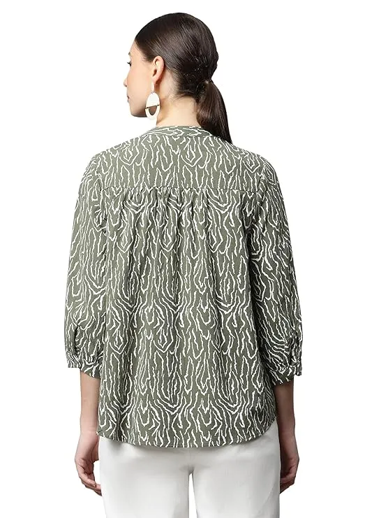Women's Solid Round Neck Blouson Top