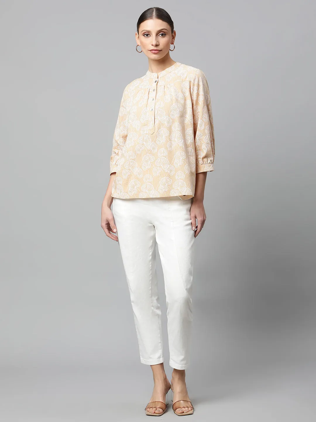 Women's Solid Round Neck Blouson Top