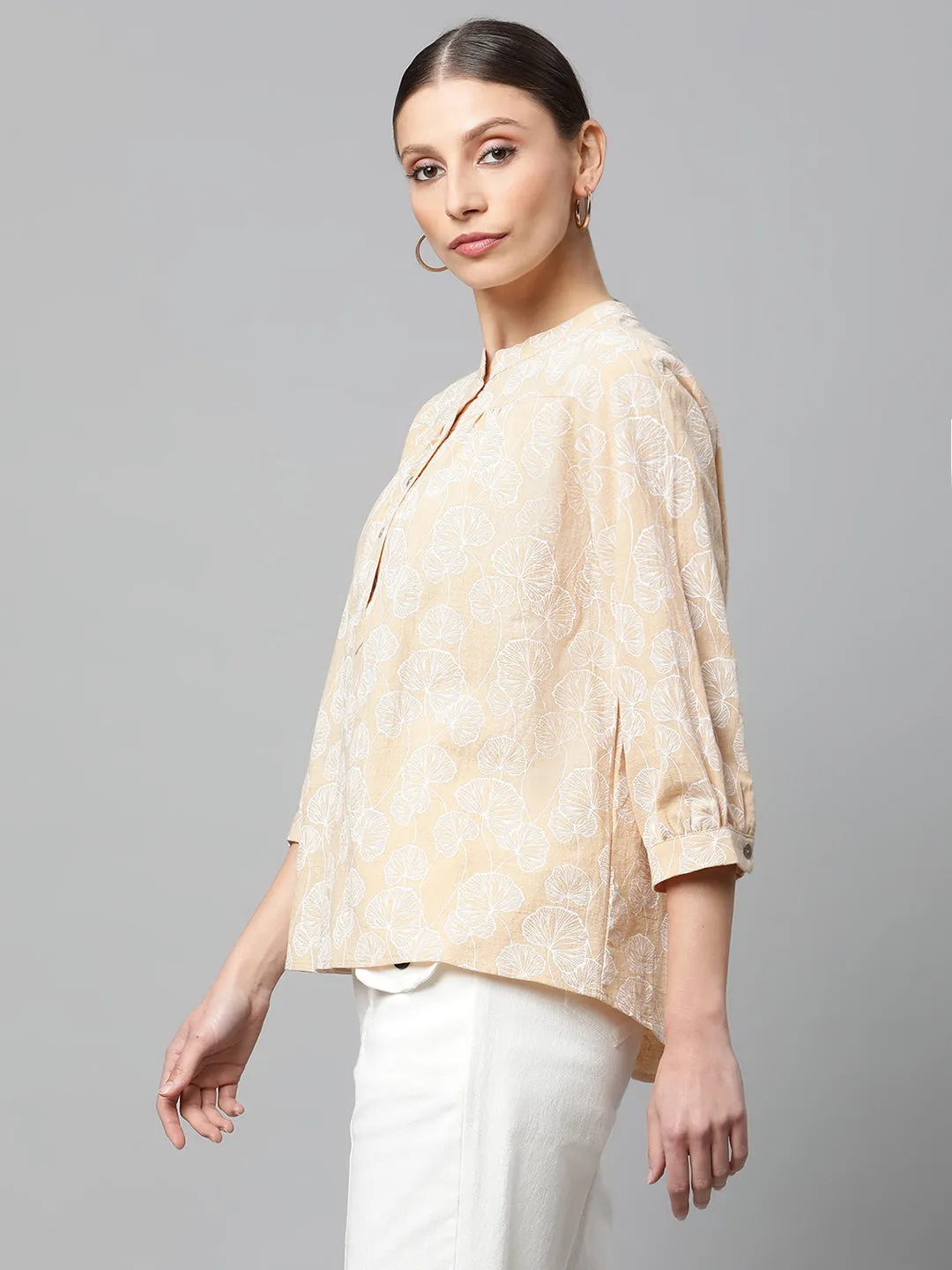 Women's Solid Round Neck Blouson Top