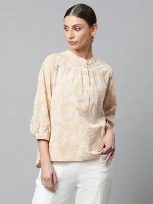 Women's Solid Round Neck Blouson Top